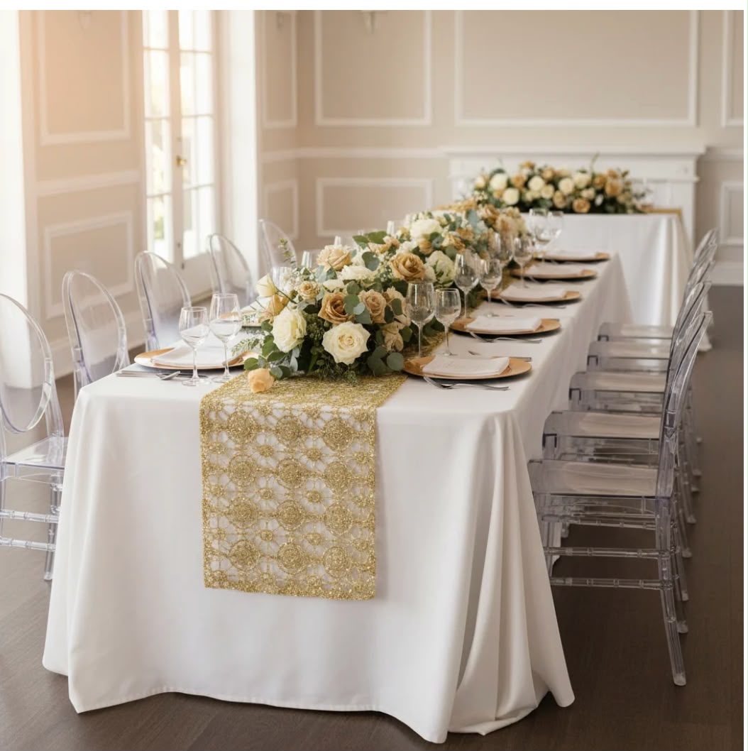 Chemical Lace Gold Table Runner